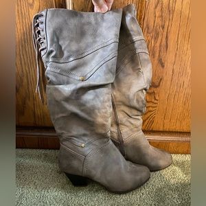 Grey heeled boots